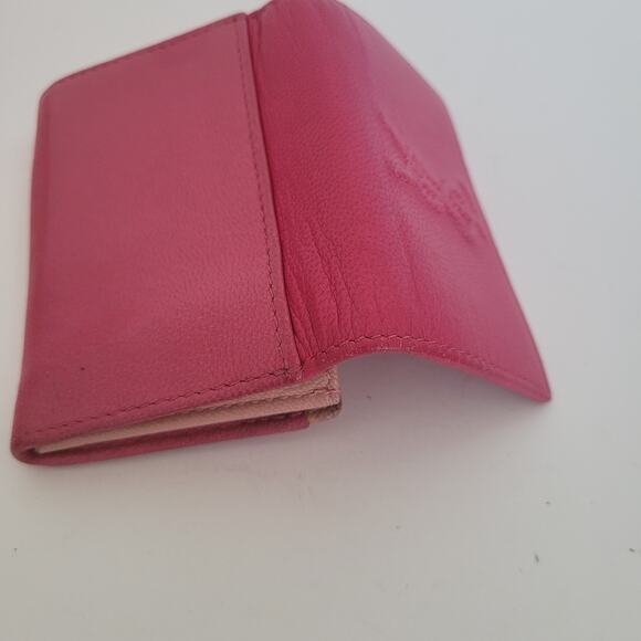 Yves Saint Lauren YSL Leather Calfskin Pink Wallet Small Card Coin Holder Logo - Picture 9 of 14